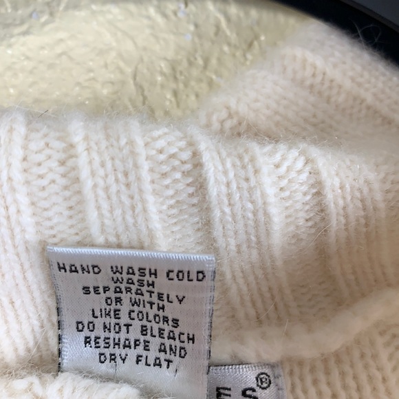 Jillian Jones Sweater Cardigan L Cream Cable Knit Angora Rabbit Hair Lamb's Wool - Picture 7 of 12